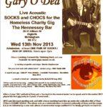 Gary O'Dea live poster for SocksnChocs gig Nov 13th Brum pub