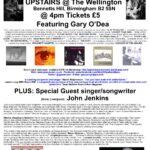 Gary O'Dea live poster for The Wellington - Songwriter Sessions with John Jenkins - Birmingham Sun 11-2-2018